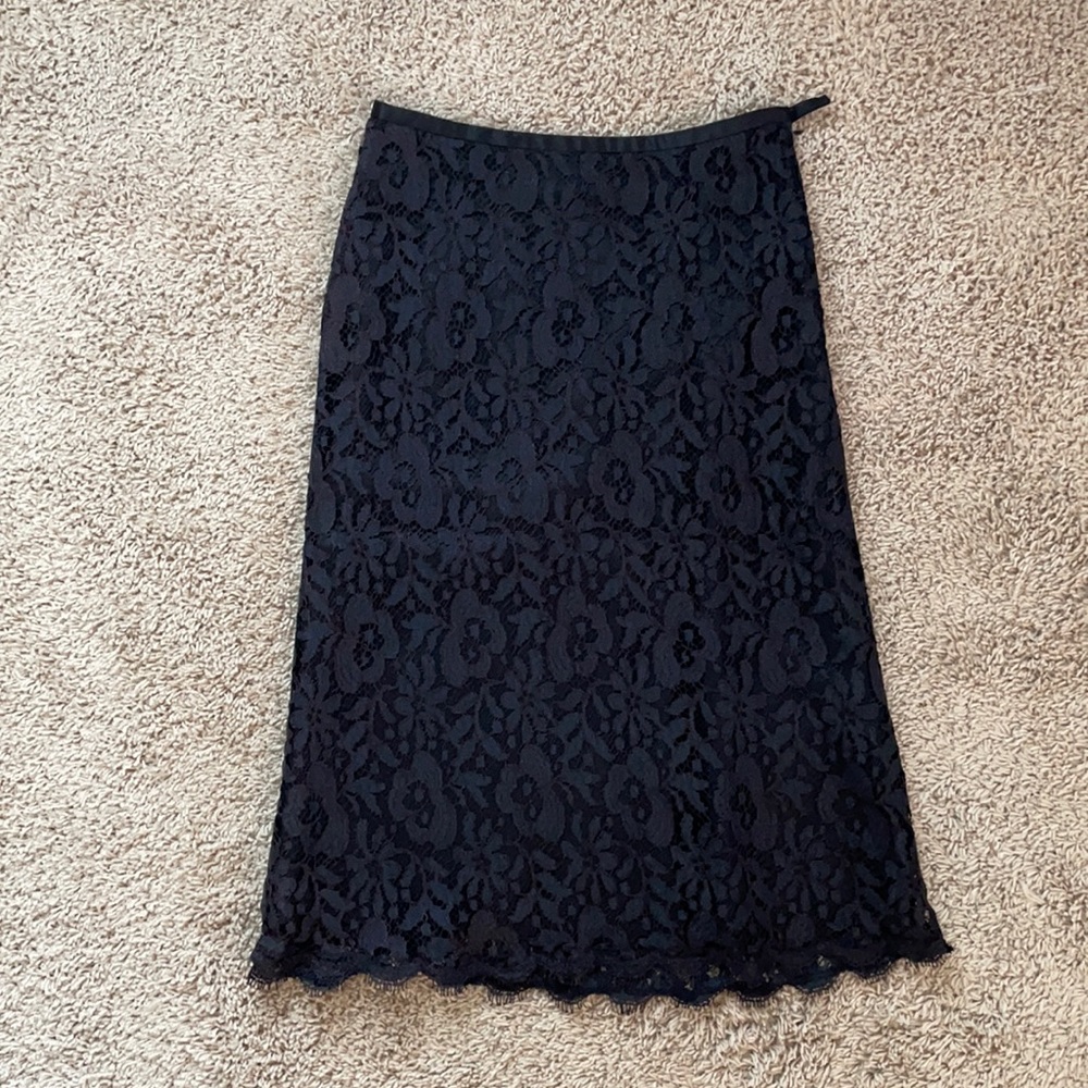 Ann Taylor Black Lace Midi Skirt